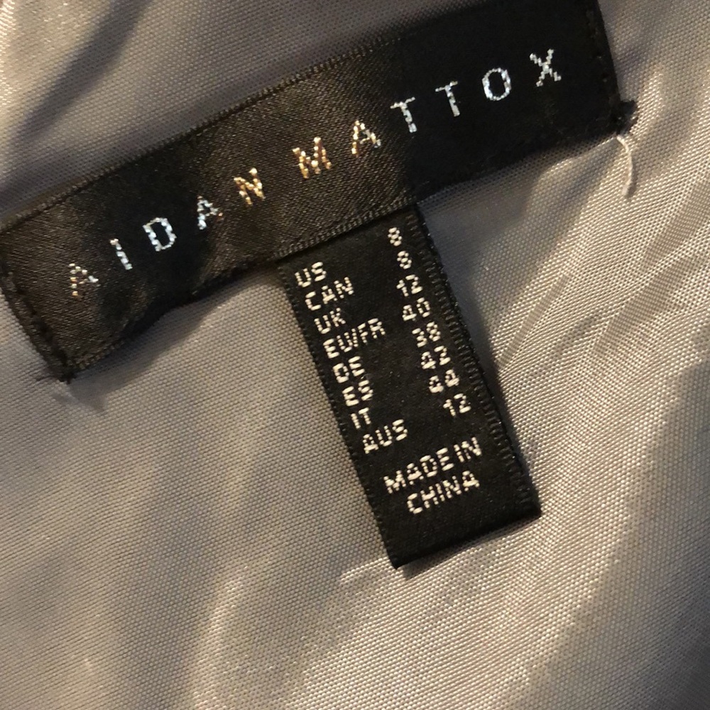 Aidan Mattox Gunmetal Off The Shoulder Silver Floral Detail-Soft Mesh Lined Gown - Picture 7 of 14